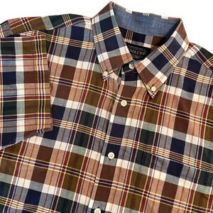 Pendleton Men's Medium Short Sleeve Plaid Button Down Shirt Brown Green Multi